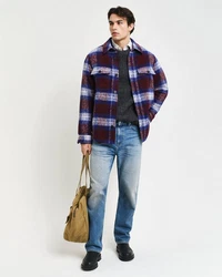 Gant Langarmhemd Overshirt Regular Fit Lila/Dunkelrot/Rot/Bordeaux/Braun