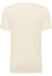 MUSTANG Kurzarmshirt T-Shirt Gelb/Beige/Khaki/Weiß