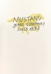 MUSTANG Kurzarmshirt T-Shirt Gelb/Beige/Khaki/Weiß