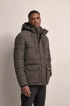bugatti Langjacke mit abtrennbarer Kapuze Dunkelgrün/Khaki/Braun/Grau
