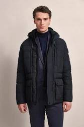 bugatti Langjacke mit abtrennbarer Kapuze Schwarz