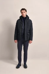 bugatti Langjacke mit abtrennbarer Kapuze Schwarz