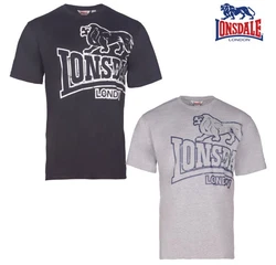 Lonsdale Herren T-Shirt Langsett Braun/Dunkelblau