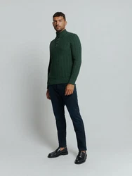 NO EXCESS Rollkragenpullover Jacquard-Pullover mit Halbknopfleiste 