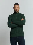 NO EXCESS Rollkragenpullover Jacquard-Pullover mit Halbknopfleiste 