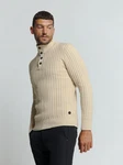 NO EXCESS Rollkragenpullover Jacquard-Pullover mit Halbknopfleiste 