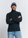 NO EXCESS Rollkragenpullover Jacquard-Pullover mit Halbknopfleiste 