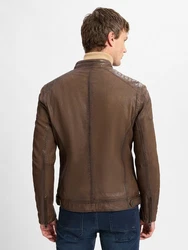Finshley & Harding Lederjacke Braun/Dunkelbraun/Khaki/Grau