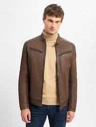 Finshley & Harding Lederjacke Braun/Dunkelbraun/Khaki/Grau