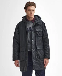 Barbour Winterjacke Parka WINTER WAXED Schwarz/Dunkelblau/Dunkelgrün