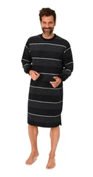 Normann Herren Pyjama Nachthemd Dunkelblau/Schwarz/Rot