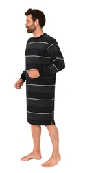 Normann Herren Pyjama Nachthemd Dunkelblau/Schwarz/Rot