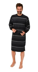 Normann Herren Pyjama Nachthemd Dunkelblau/Schwarz/Rot