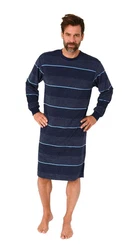 Normann Herren Pyjama Nachthemd Dunkelblau/Blau/Hellblau