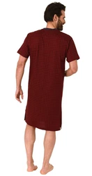 Normann Herren kurzarm Nachthemd in eleganter Optik Dunkelrot/Bordeaux/Rot/Braun