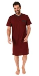 Normann Herren kurzarm Nachthemd in eleganter Optik Dunkelrot/Bordeaux/Rot/Braun
