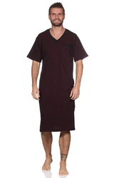 Normann Herren kurzarm Nachthemd in eleganter Optik Dunkelrot/Bordeaux/Lila