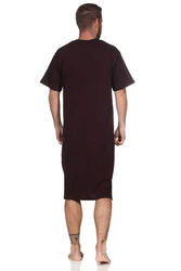 Normann Herren kurzarm Nachthemd in eleganter Optik Dunkelrot/Bordeaux/Lila