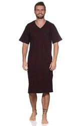Normann Herren kurzarm Nachthemd in eleganter Optik Dunkelrot/Bordeaux/Lila