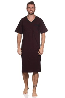 Normann Herren kurzarm Nachthemd in eleganter Optik Dunkelrot/Bordeaux/Lila