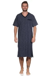 Pyjama Herren kurzarm Nachthemd in eleganter Optik