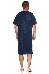 Normann Herren kurzarm Nachthemd in eleganter Optik Dunkelblau/Blau/Lila