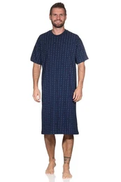 Pyjama Herren kurzarm Nachthemd in eleganter Optik
