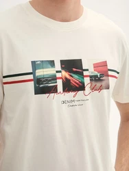 TOM TAILOR Denim T-Shirt mit Fotoprint Beige/Weiß/Khaki/Schwarz