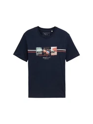 TOM TAILOR Denim T-Shirt mit Fotoprint Dunkelblau
