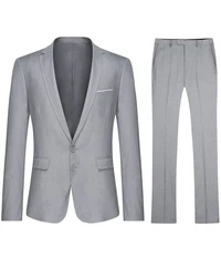 Allthemen Anzug 2 Teilig Slim Fit Herrenanzug Modern Business Grau/Hellgrau