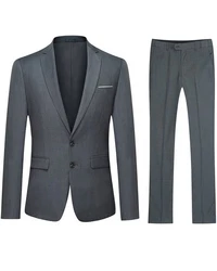 Allthemen Anzug 2 Teilig Slim Fit Herrenanzug Modern Business Dunkelgrau/Dunkelblau/Grau