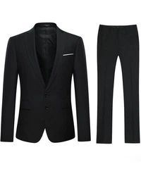Allthemen Anzug 2 Teilig Slim Fit Herrenanzug Modern Business Schwarz/Dunkelgrau