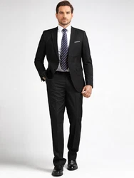 Allthemen Anzug 2 Teilig Slim Fit Herrenanzug Modern Business Schwarz/Dunkelgrau