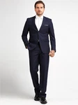 Allthemen Anzug 2 Teilig Slim Fit Herrenanzug Modern Business Dunkelblau/Blau