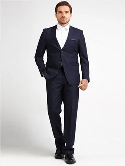 Allthemen Anzug 2 Teilig Slim Fit Herrenanzug Modern Business Dunkelblau/Blau