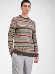 Blend Pullover mokka/dunkelorange/weiß