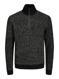 Strickpullover Meliert Viertel-Reiverschluss - Regular Fit