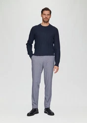 s.Oliver BLACK LABEL Strickpullover  aus Wollmix mit Zopfmuster Dunkelblau/Blau