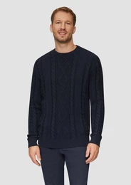 Strickpullover Strickpullover mit Zopfmuster Rippblende