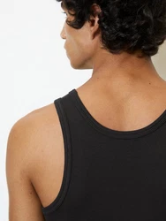 Marc O'Polo Tanktop Iconic Rib Schwarz/Dunkelgrau