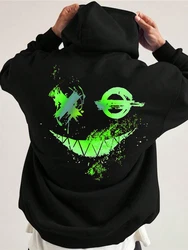 RMK Kapuzenpullover Hoodie Herren Pullover Basic Longsleeve Smile Smiley Grün/Neonfarben/Schwarz