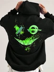 RMK Kapuzenpullover Hoodie Herren Pullover Basic Longsleeve Smile Smiley Grün/Neonfarben/Schwarz
