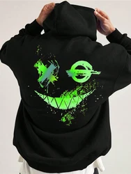 RMK Kapuzenpullover Hoodie Herren Pullover Basic Longsleeve Smile Smiley Grün/Neonfarben/Schwarz