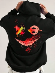 RMK Kapuzenpullover Hoodie Herren Pullover Basic Longsleeve Smile Smiley Rot/Schwarz/Grau