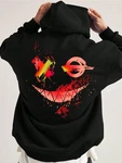RMK Kapuzenpullover Hoodie Herren Pullover Basic Longsleeve Smile Smiley Rot/Schwarz/Grau
