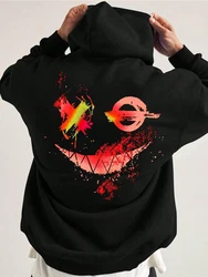 RMK Kapuzenpullover Hoodie Herren Pullover Basic Longsleeve Smile Smiley Rot/Schwarz/Grau
