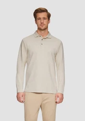 s.Oliver Langarmshirt Poloshirt Slim Fit Khaki/Beige/Braun