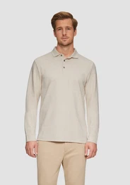 Langarmshirt Poloshirt im Slim Fit Label-Patch