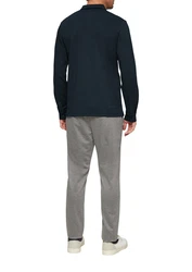 s.Oliver Langarmshirt Poloshirt Slim Fit Dunkelblau/Blau