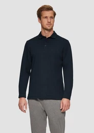 Langarmshirt Poloshirt im Slim Fit Label-Patch